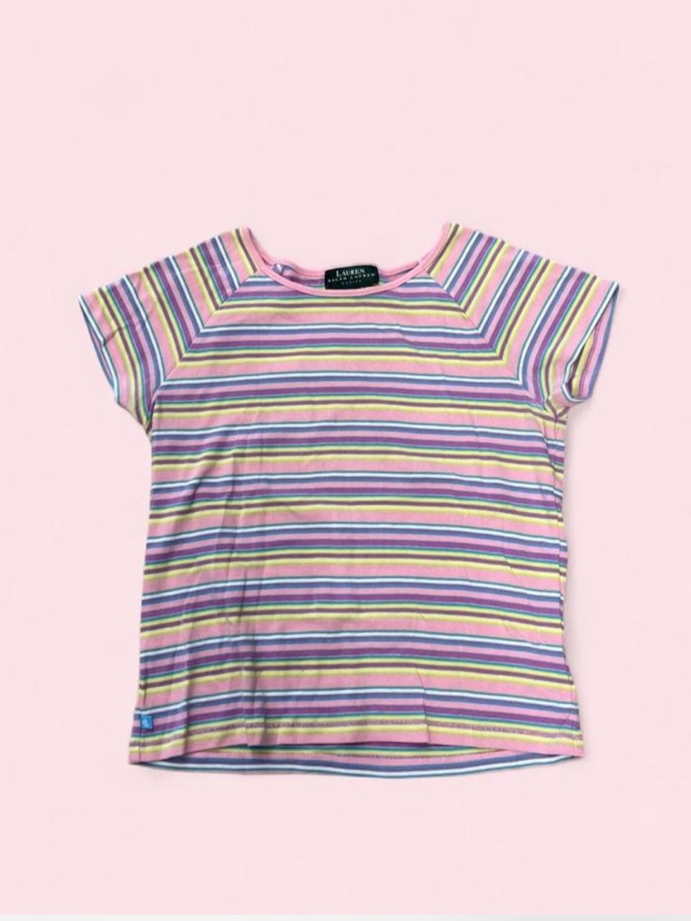 Ralph Lauren Pastel Multi-Stripe Short Sleeve Baby Tee Y2K Petite